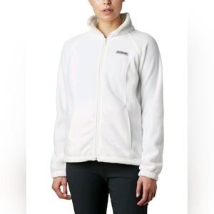 Columbia Women's White Fleece Jacket Sweater Full Zip Women's Size L